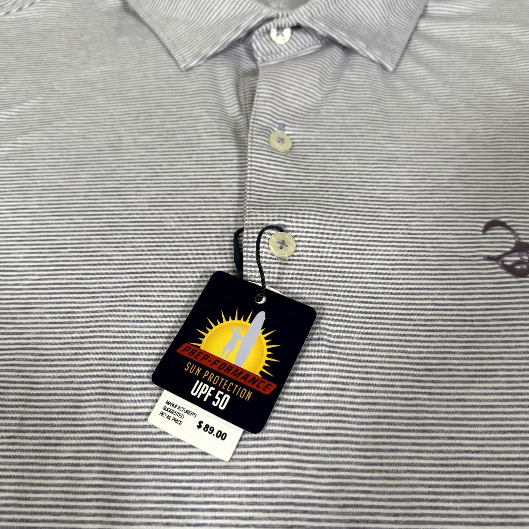 johnnie-O johnnie-O Shirt Mens XL Purple Stripe Prep-Formance Polo Golf UPF 50 Stretch Size US XL / EU 56 / 4 - 4 Thumbnail