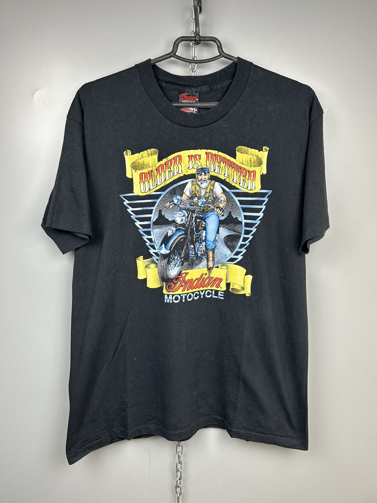Vintage Vintage 90s Older is Better Indian Motocycle Biker Tee Size US L / EU 52-54 / 3 - 1 Thumbnail