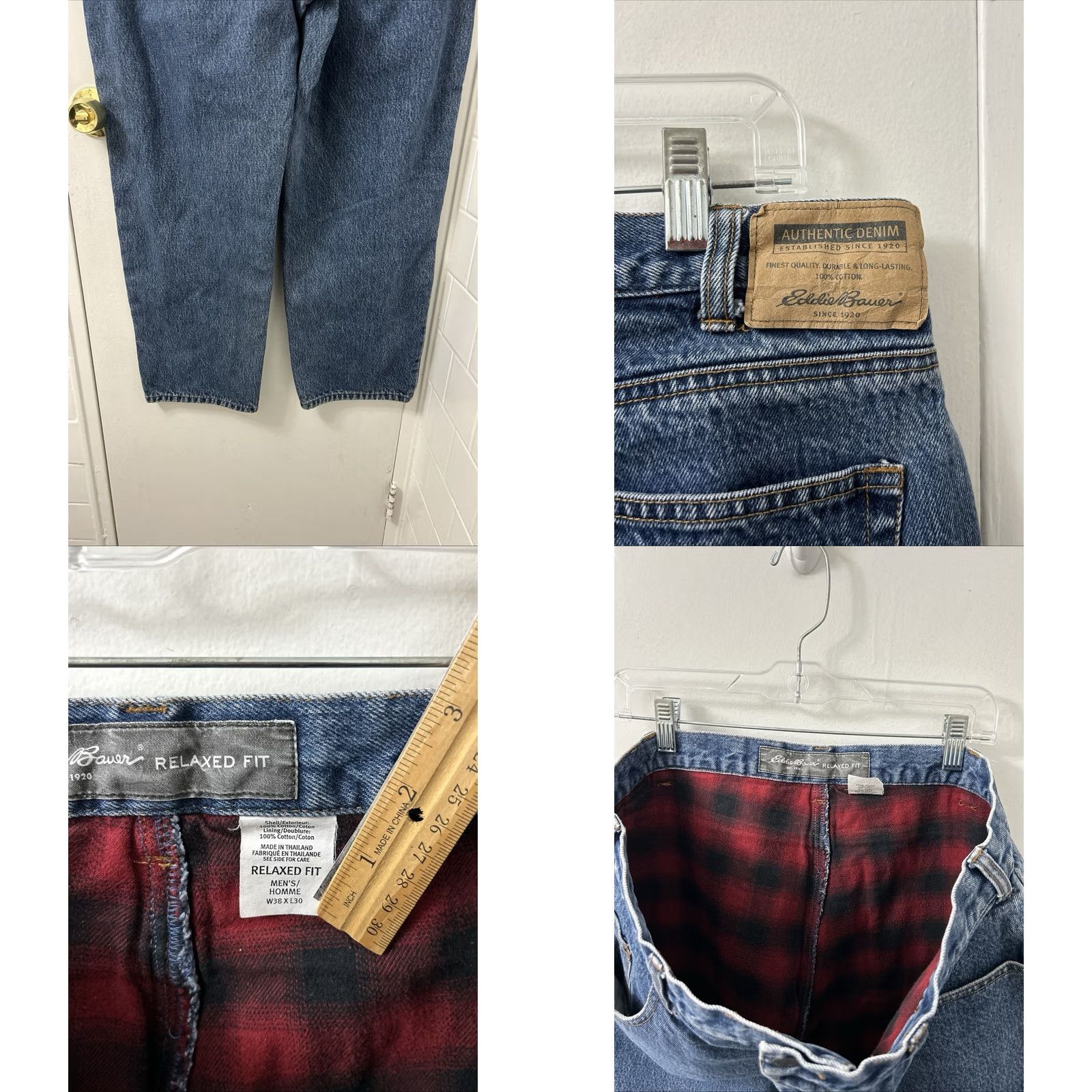 Eddie Bauer VINTAGE Eddie Bauer Jeans Mens 38x30 Blue Flannel Lined Relaxed Fit Denim 5-Pocket Zip Button Cotton Denim Size US 38 / EU 54 - 8 Thumbnail