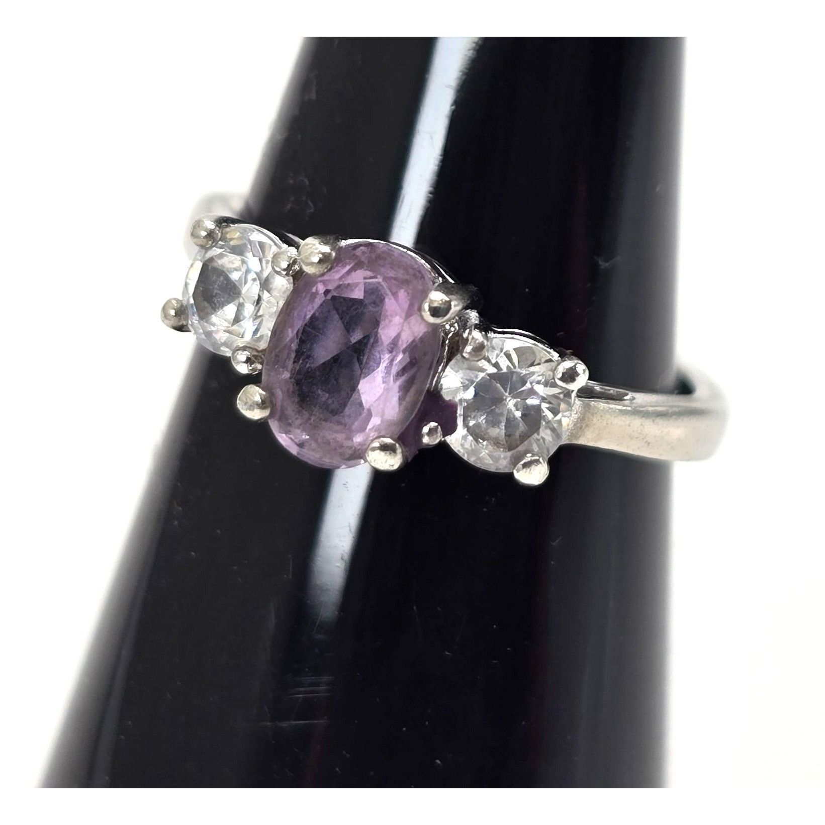 Other Amethyst & White Topaz Sterling Silver Ring Size 5.75 Elegan Size ONE SIZE - 2 Thumbnail