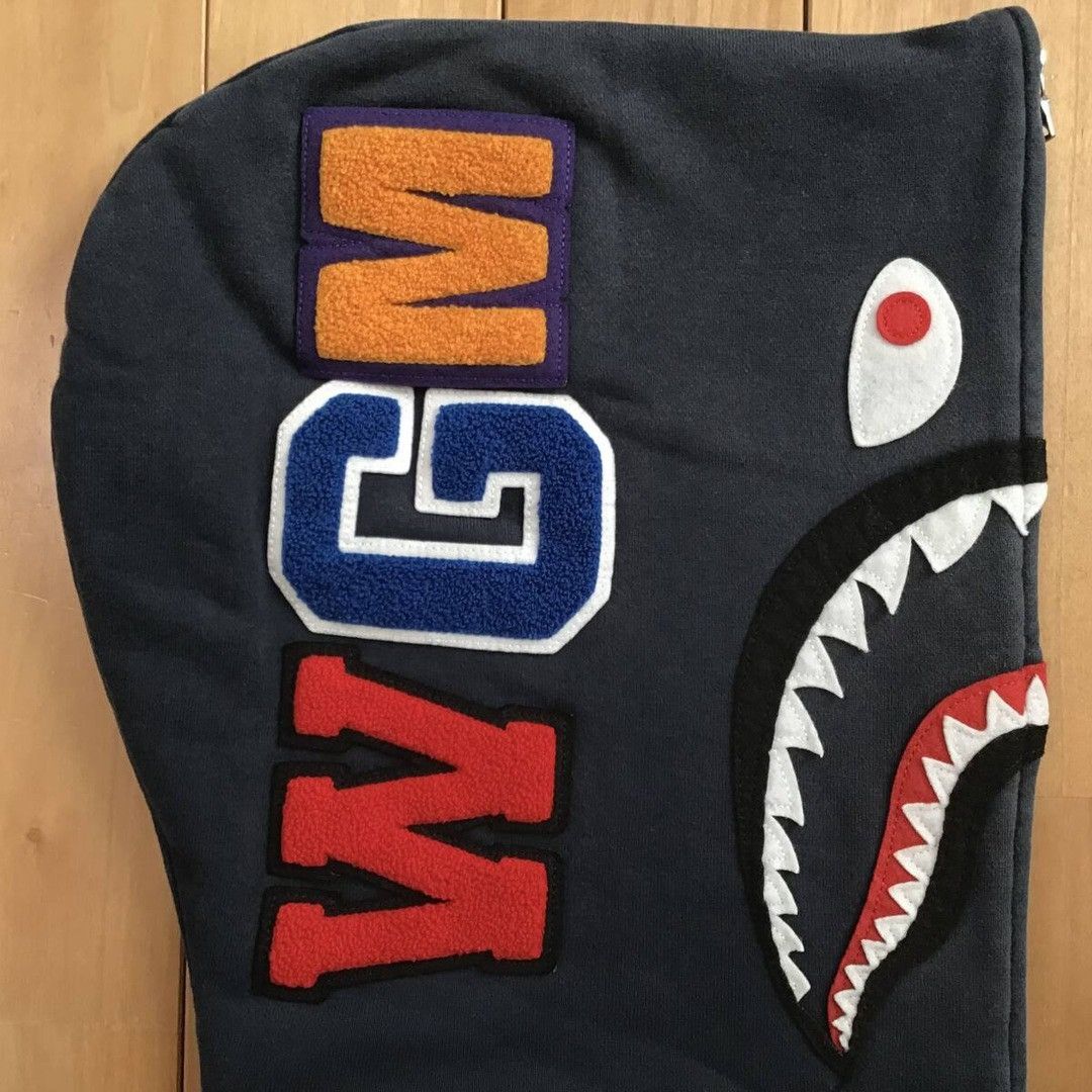 BAPE logo multi fonts shark full zip hoodie a bathing ape