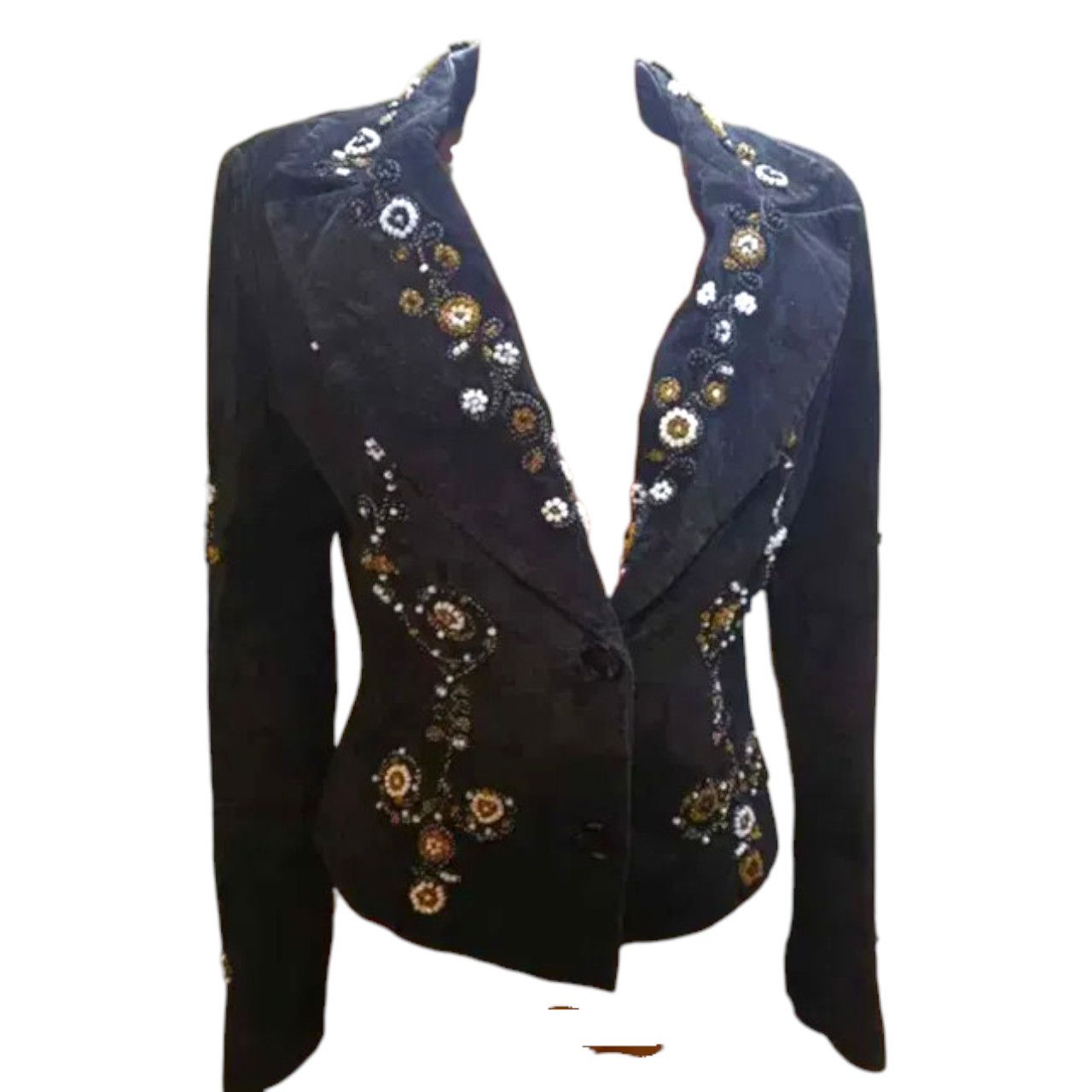 Other Black Suede Jacket with Floral Embroidery sz XS Size XS / US 0-2 / IT 36-38 - 1 Thumbnail