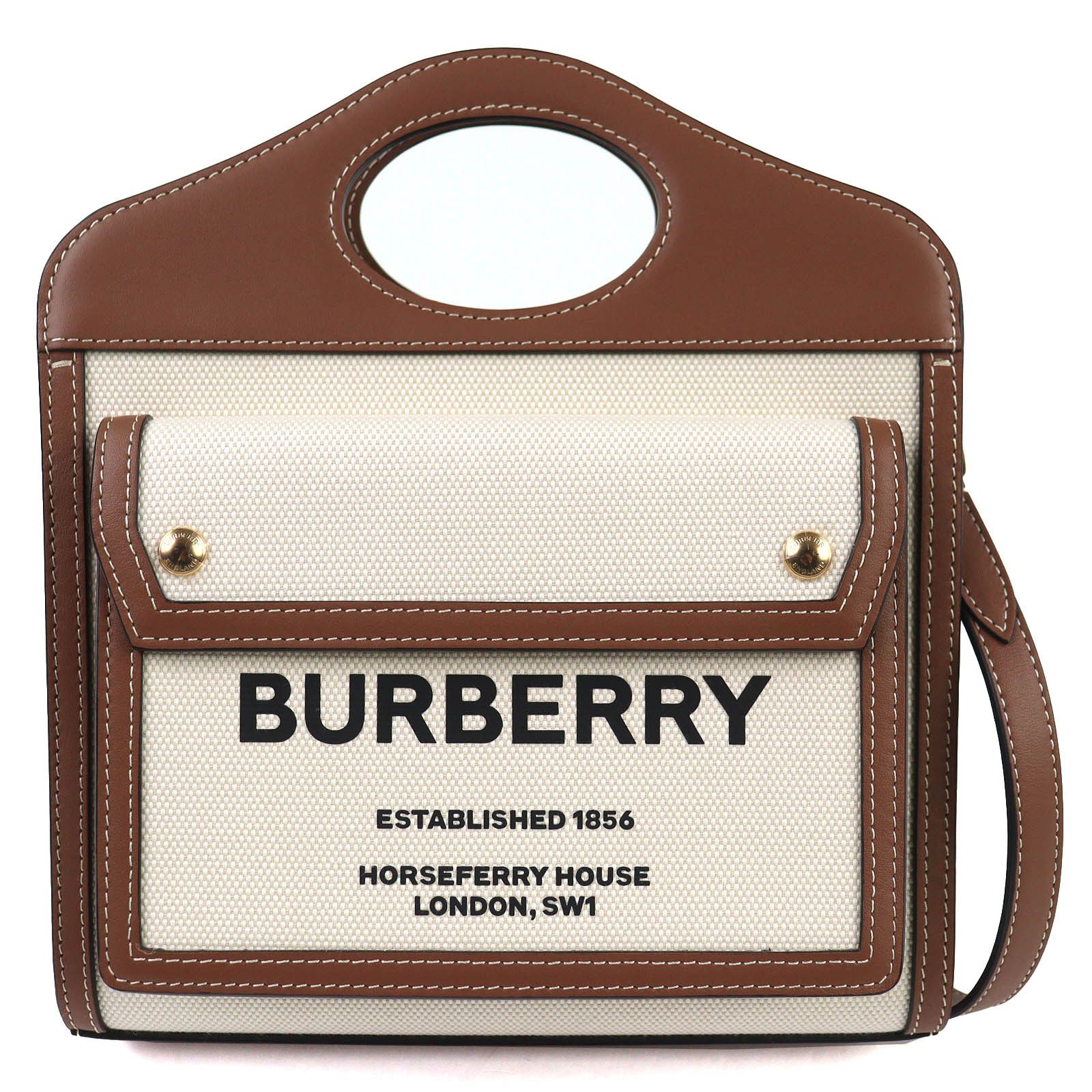Burberry Burberry Mini Pocket Bag Leather Canvas Shoulder Bag Leather Shoulder Bag 8039361 Duty Free For Usa in Brown, Women's