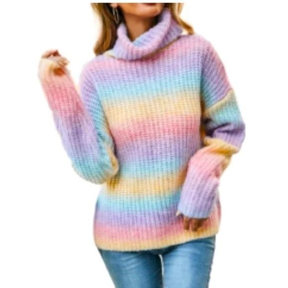 Other Adyson Parker Unicorn Rainbow Knit Cowl Neck Sweater​​​​ Size L / US 10 / IT 46 - 7 Thumbnail