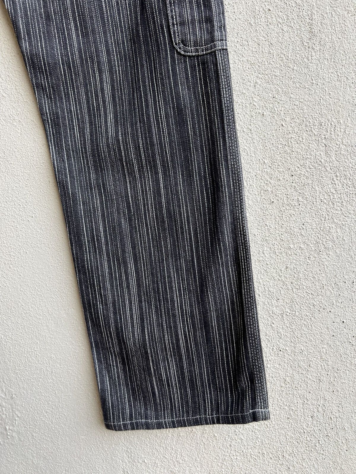 Pherrow's STORMY BLUE Japan Buckle Back Striped Carpenter Denim Jeans Size US 30 / EU 46 - 18 Thumbnail