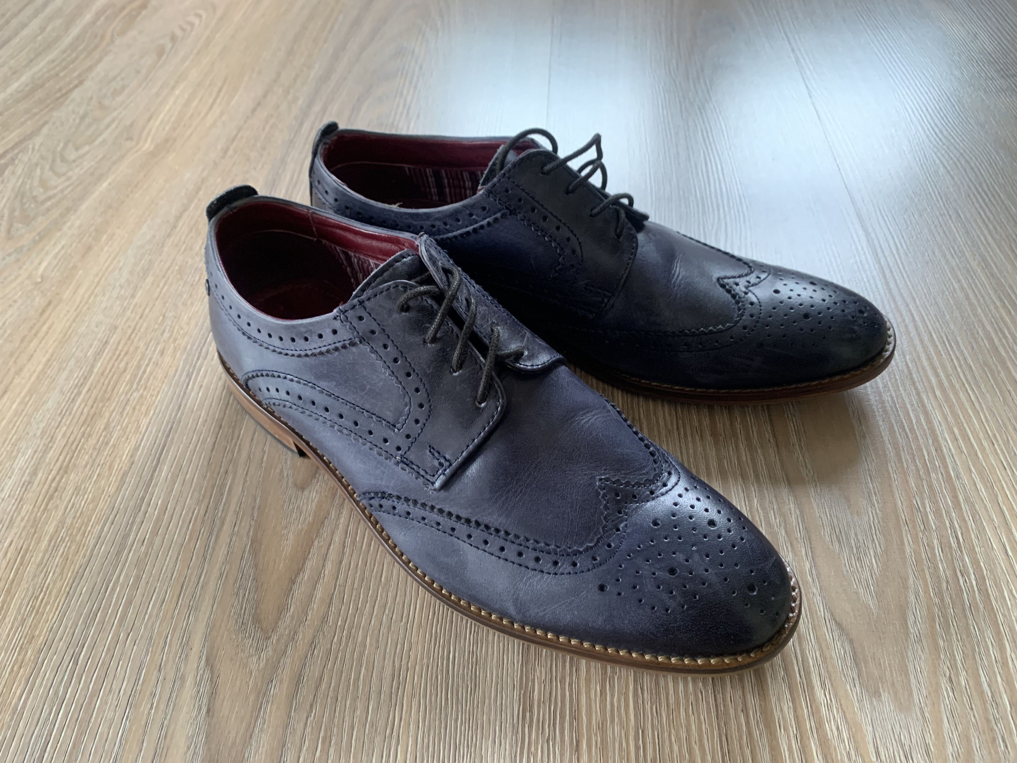 Base London Base London Motif Blue Leather Brogue Derby Shoes Size US 9 / EU 42 - 7 Thumbnail