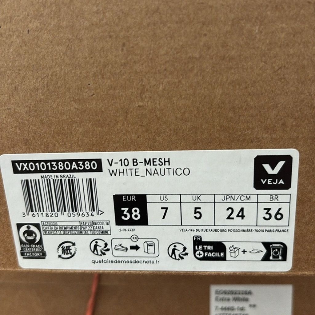 Veja Veja V-10 Sneaker in White & Nautico, Size: EU 38 Size US 8 / IT 38 - 6 Thumbnail