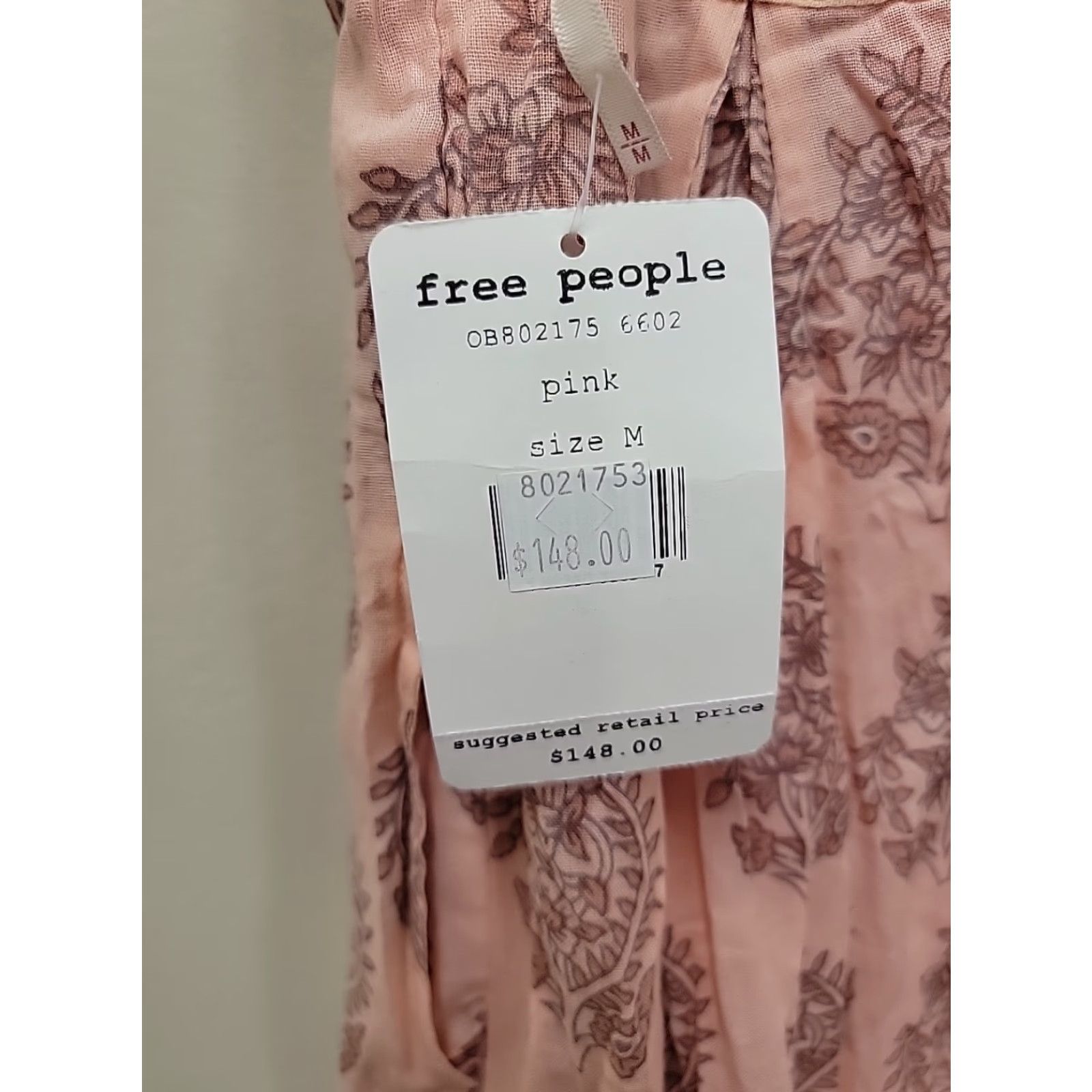 Free People NWT Free People Dress Womens Medium Floral Sleeveless Y2k Sundress Smocked Pink Cotton Long Sleeve? Size M / US 6-8 / IT 42-44 - 2 Thumbnail