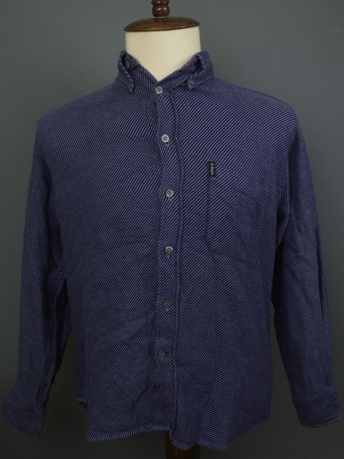 Ermenegildo Zegna Zegna Navy Striped Cotton Button Down Shirt Size M Size US M / EU 48-50 / 2 - 1 Thumbnail