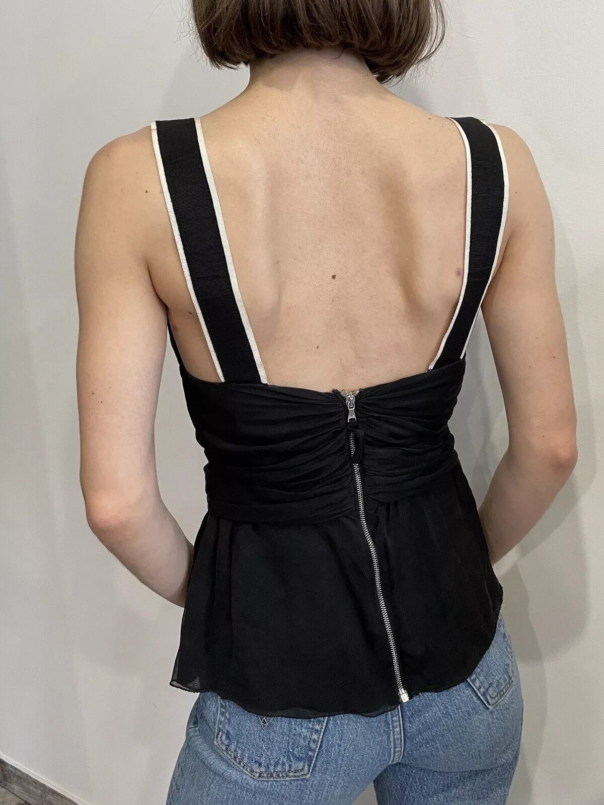 Dolce & Gabbana D&G Mesh Tank Top Corset Zip Up V-neck Womens sexy fitted Size S / US 4 / IT 40 - 7 Thumbnail