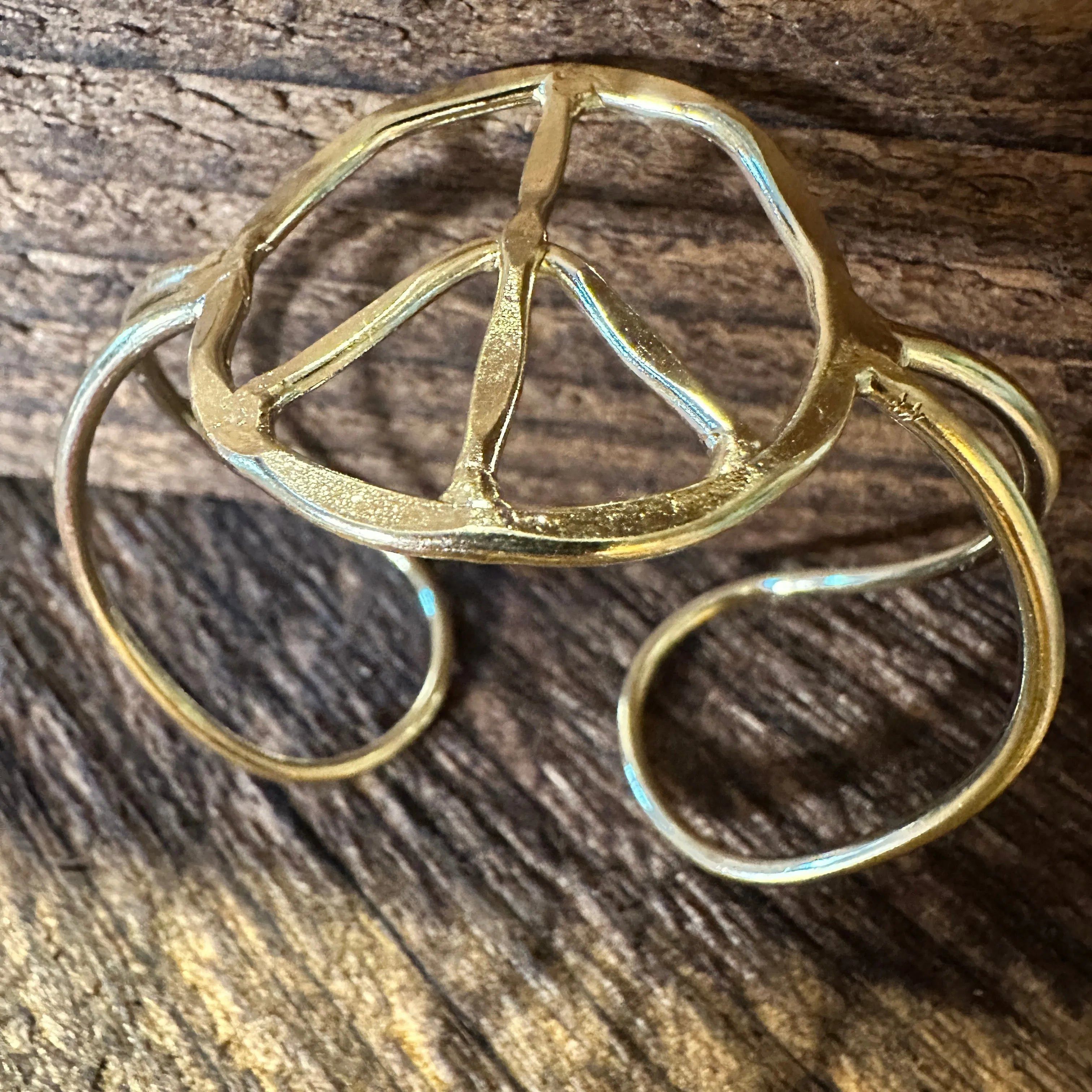 Other Handmade Artesian Hippie Wide Cuff Bracelet Bangle, Gold Pla Size ONE SIZE - 1 Thumbnail