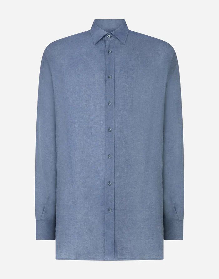 Dolce & Gabbana o1y0125 Linen Shirt in Slate Blue Size US S / EU 44-46 / 1 - 1 Thumbnail