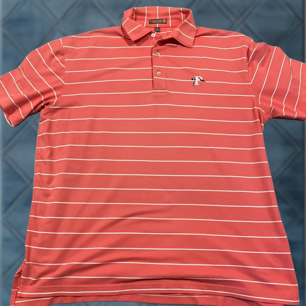 Peter Millar Peter Millar Summer Comfort Large Coral Striped Golf Polo Embroidered Logo Size US L / EU 52-54 / 3 - 1 Thumbnail