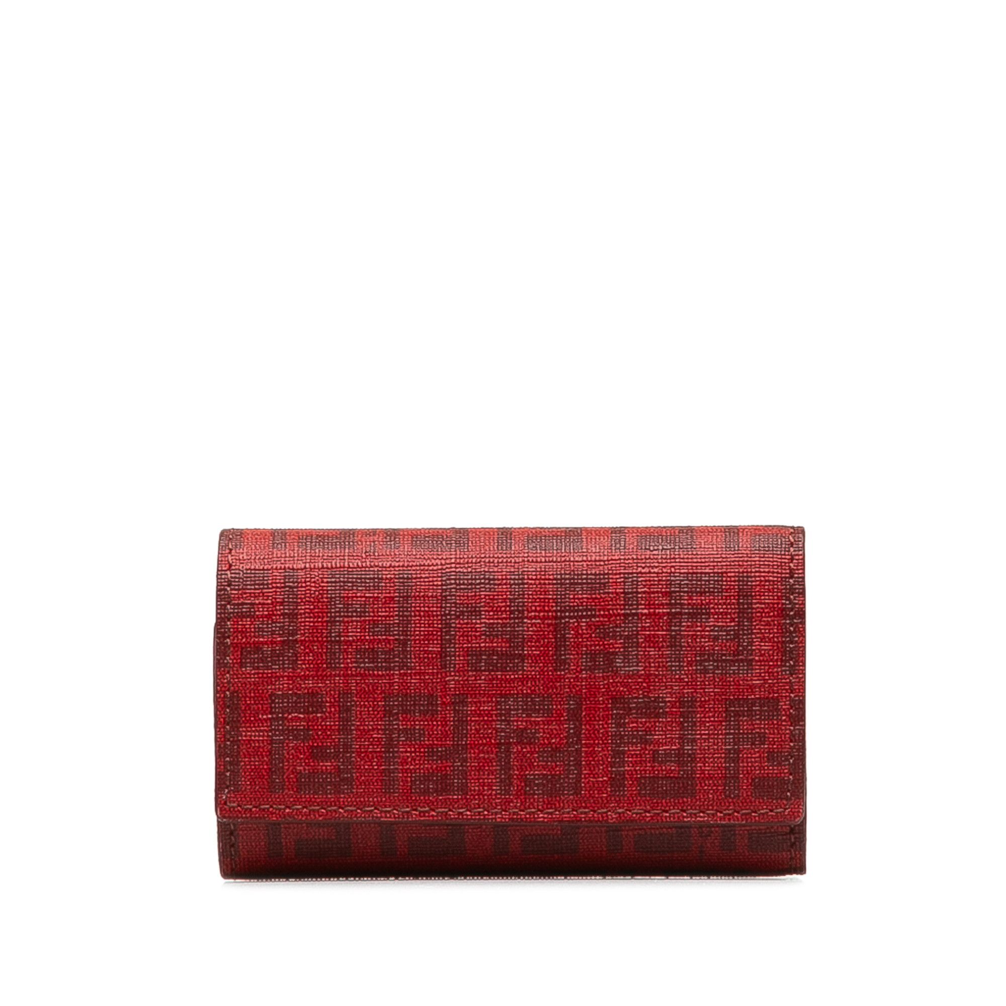 image of Fendi Zucchino Key Holder in Red, Women's