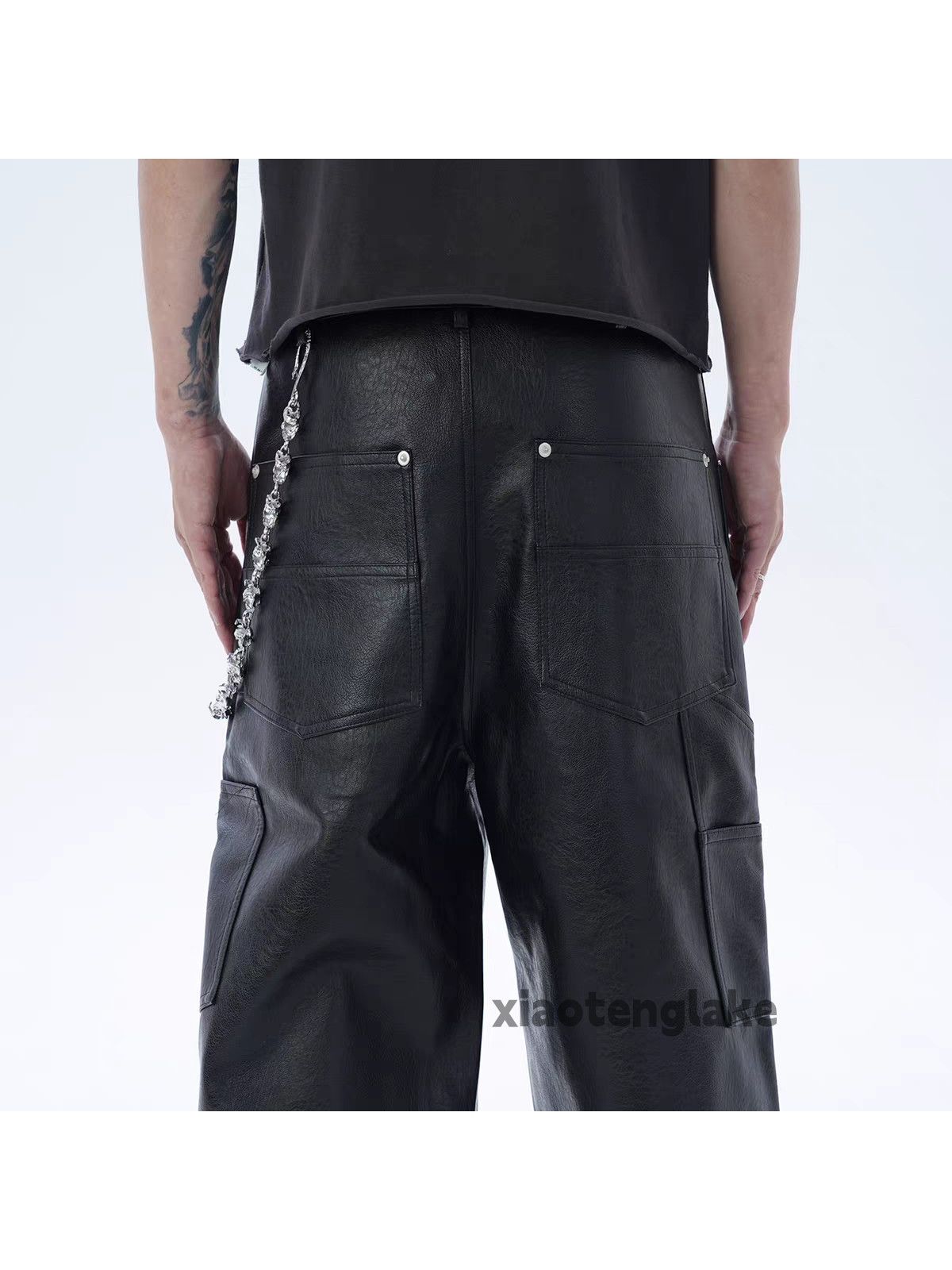 zx pu biker rocker loose carpenter cargo work pants