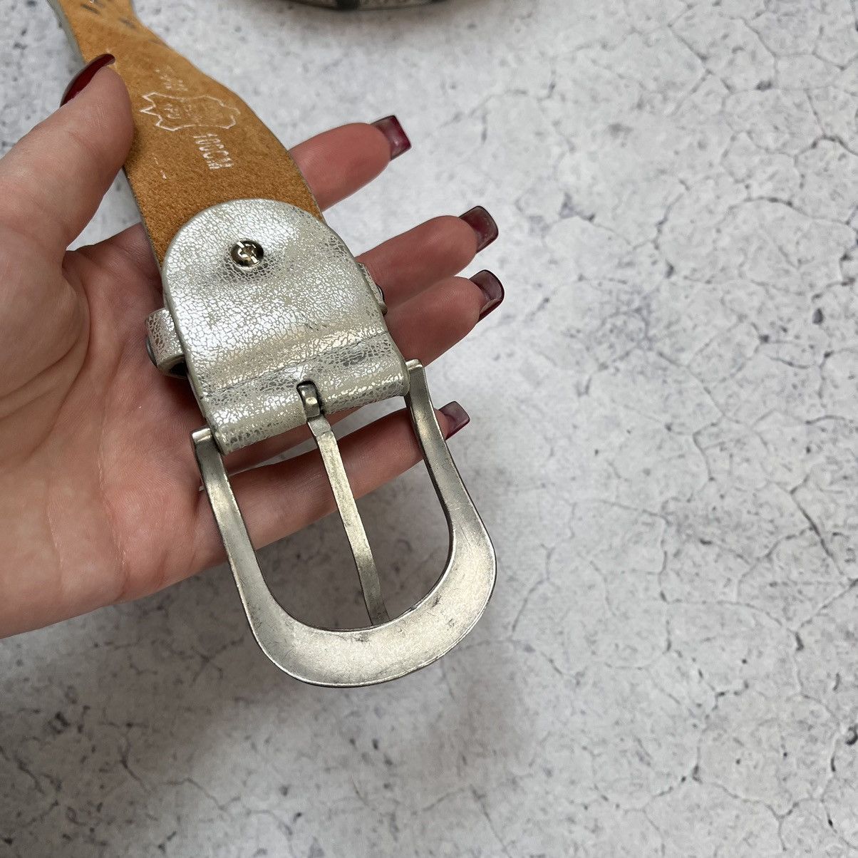 Japanese Brand × Vintage Vintage Leather Belt With Crystal B.B. Simon Supreme Style Size ONE SIZE - 8 Thumbnail