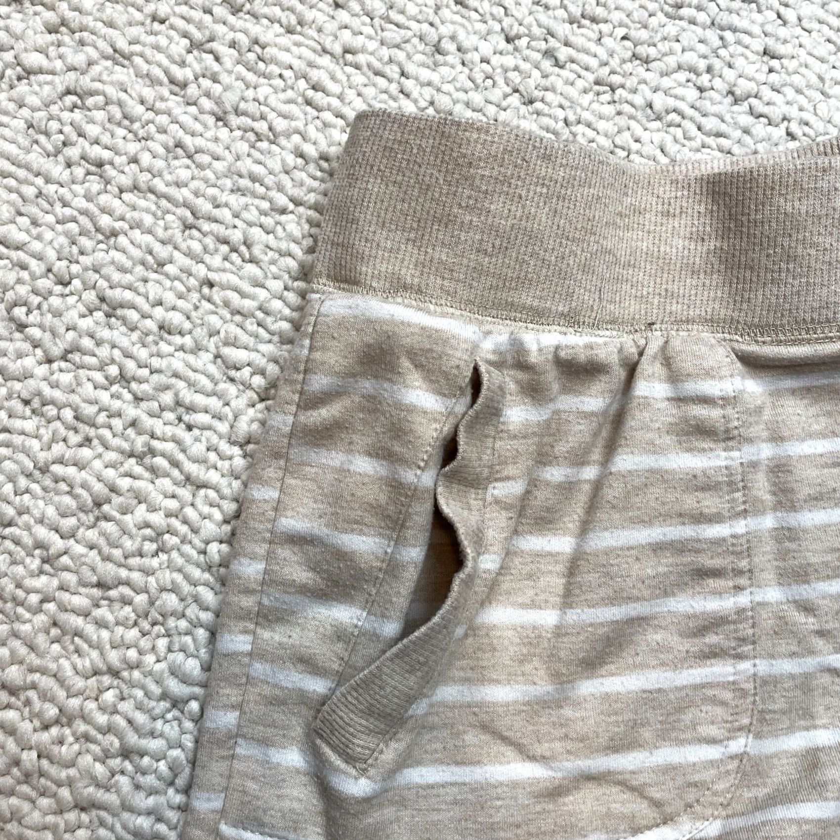 Athletic Works VINTAGE Athletic Works Sweatshorts Womens Large 12-14 Beige Striped Pockets 34x3.5 Soft Size 36" / US 14 / IT 50 - 2 Thumbnail