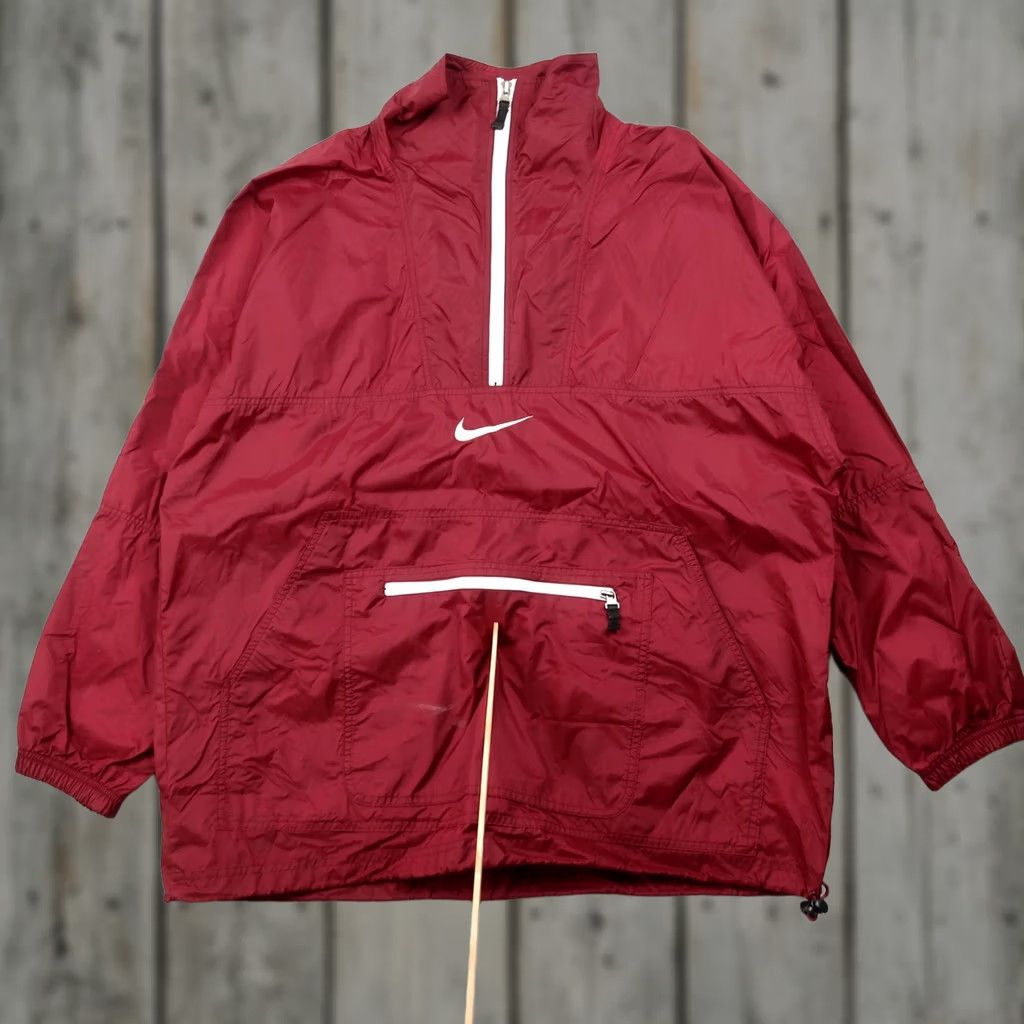 Nike VINTAGE Nike Jacket Mens L Burgundy 90s Windbreaker Swoosh 1/2 Zip Casual Activewear Shirt Jacket Size US L / EU 52-54 / 3 - 1 Thumbnail