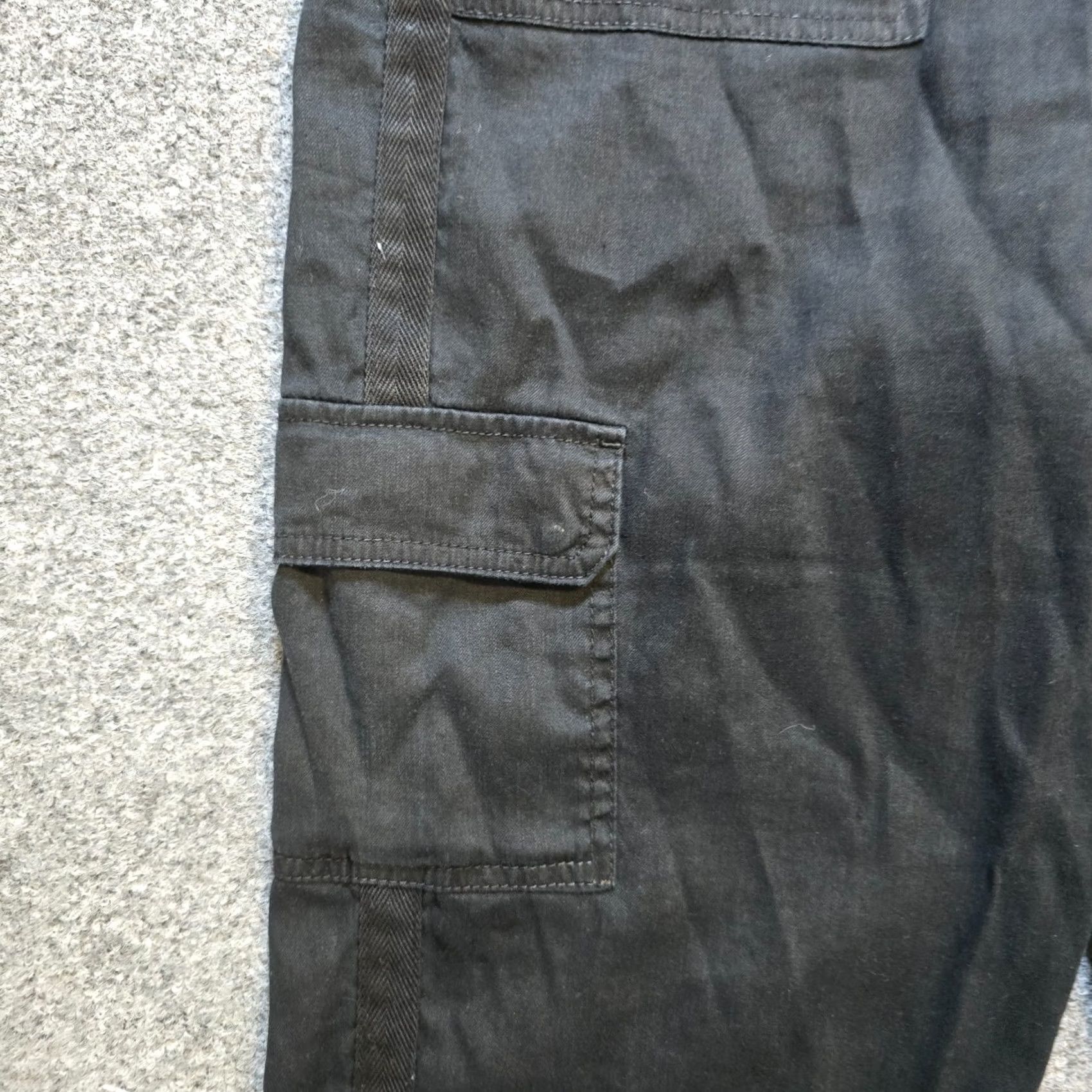Vintage Chicos Pants Womens Large Black Cargo Linen Straight Leg Crop High Rise Capsule Size 24" / US 00 / IT 34 - 3 Thumbnail