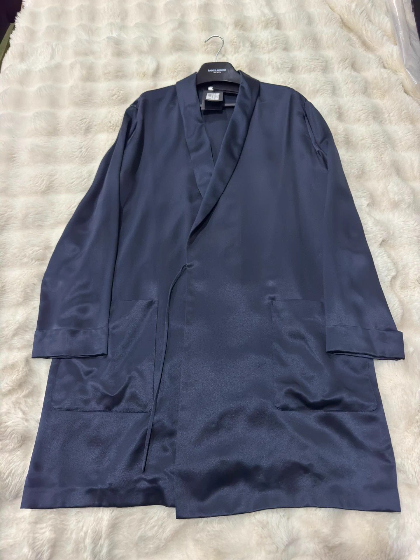 Saint Laurent Paris Saint Laurent 23 Runway Silk Dressing Gown Navy 50 Size US M / EU 48-50 / 2 - 2 Thumbnail