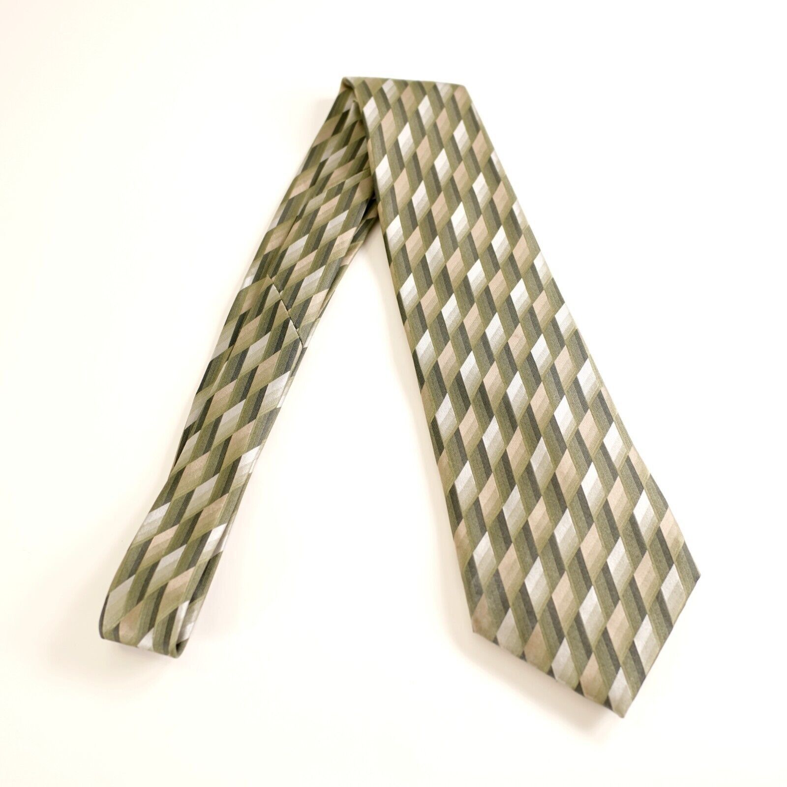 Dockers Dockers Du Pont Teflon Green Tan Geometric Woven Wide Silk T Size ONE SIZE - 7 Thumbnail