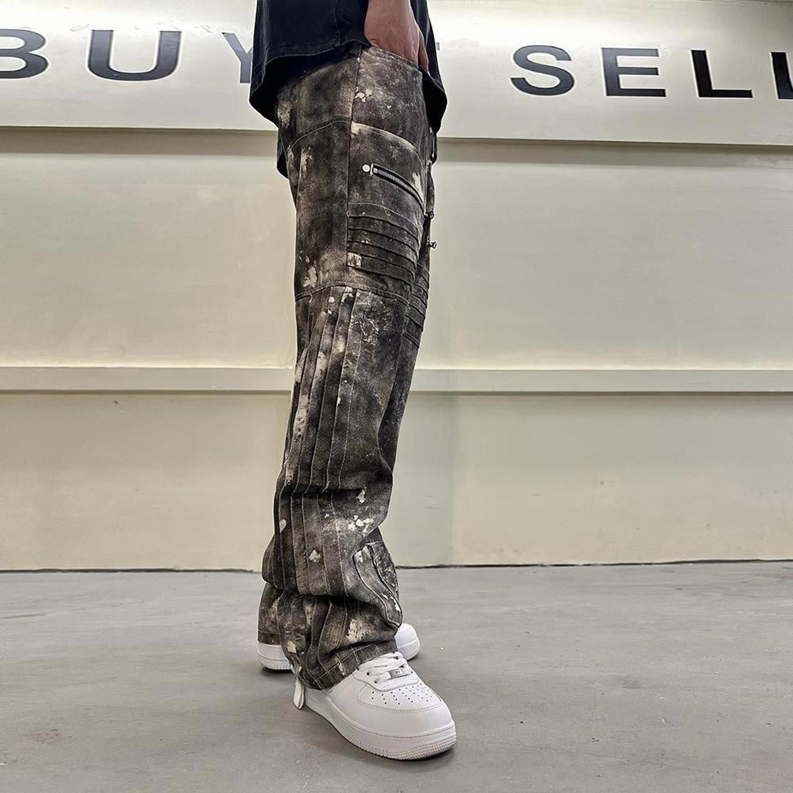 Japanese Brand Tie-Dye Workwear Pants – Cleanfit, Pleated Straight Leg Size US 32 / EU 48 - 3 Thumbnail