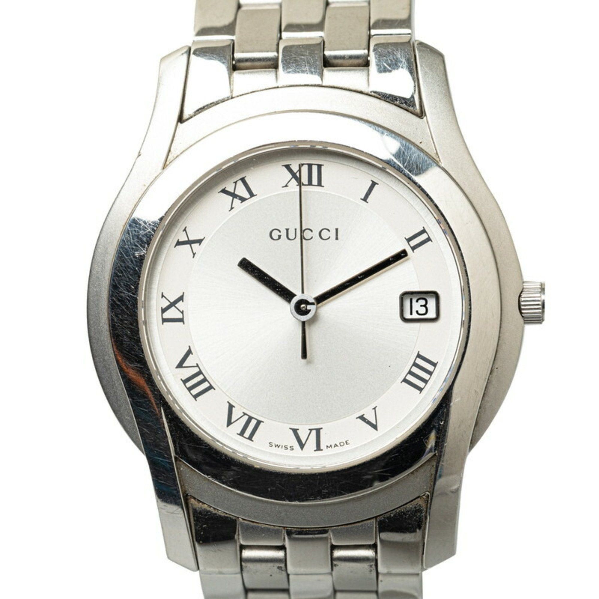 image of Gucci Watch 5500M Quartz White Dial Stainless Steel Men's