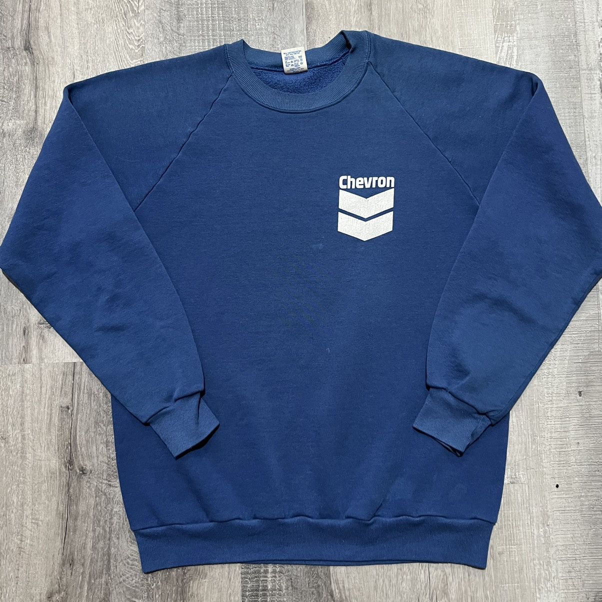 Jerzees × Vintage VTG Chevron 1980s Blue Gas Oil & Energy USA Sweatshirt Size US L / EU 52-54 / 3 - 1 Thumbnail