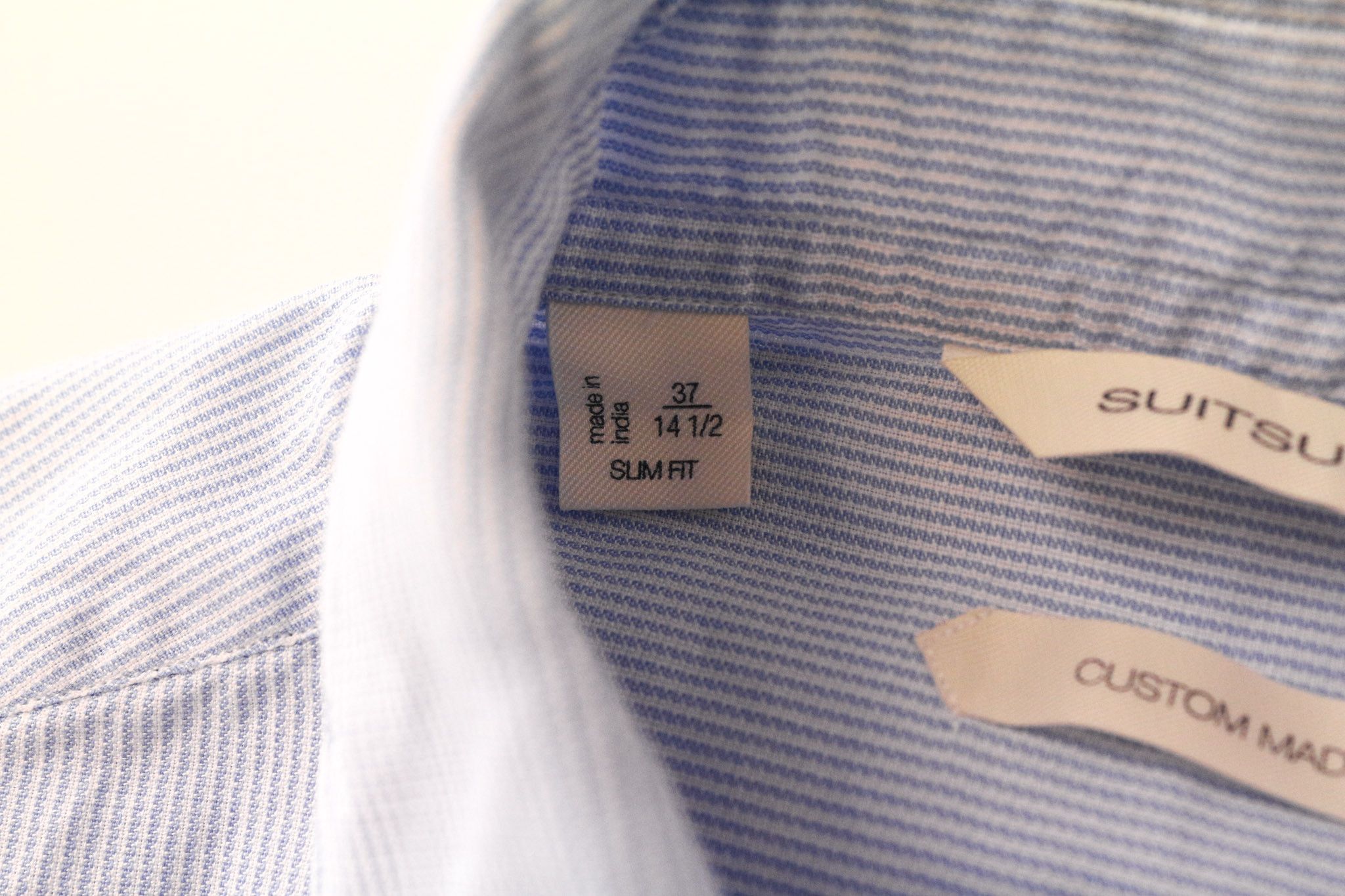 Suitsupply 37/14 1/2 Blue Slim Cotton Stripe Shirt 75808 Size US S / EU 44-46 / 1 - 5 Thumbnail