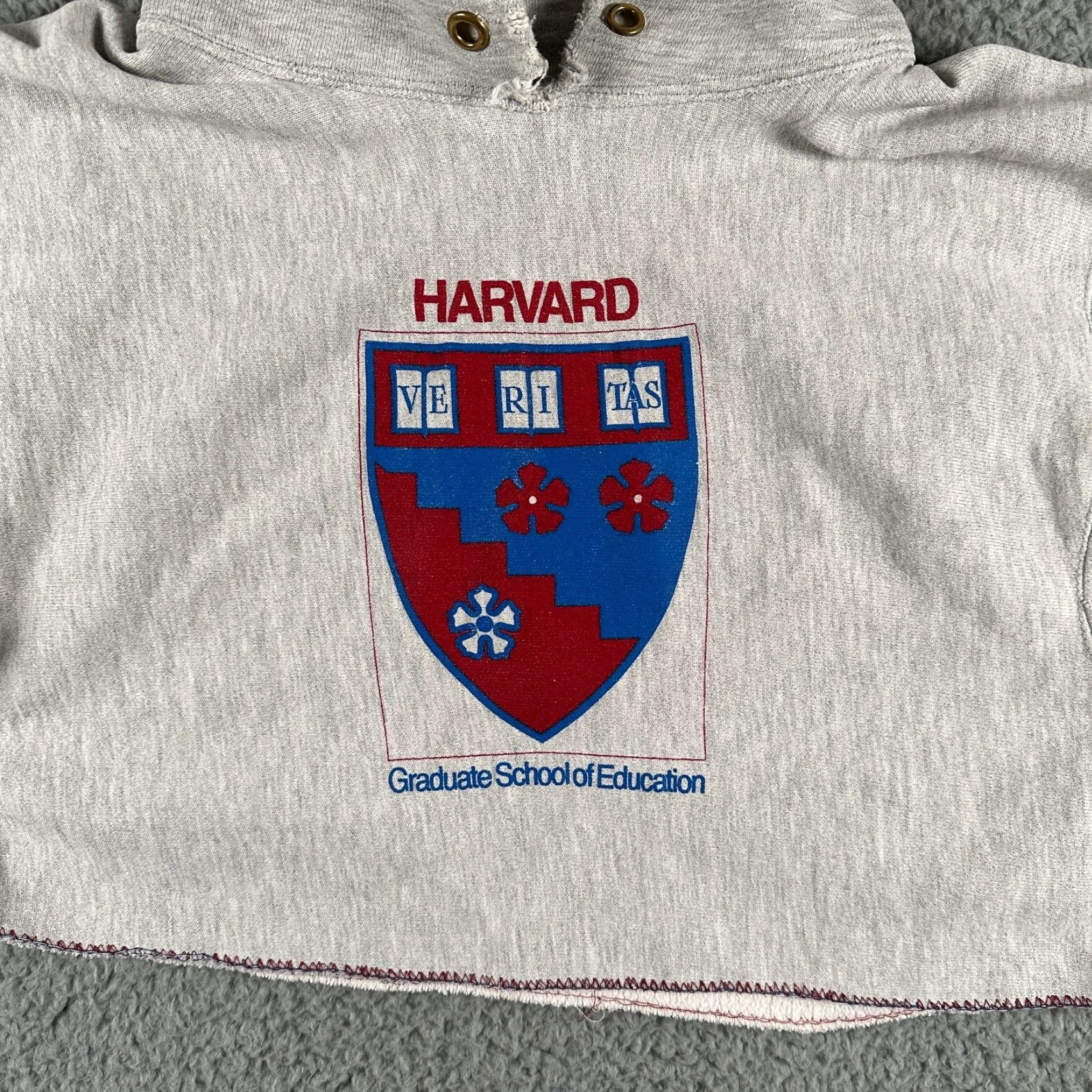 Champion VINTAGE Harvard Graduate School Champion Reverse Weave Hoodie Womens XL Crop 90s College University Gray Size XL / US 12-14 / IT 48-50 - 2 Thumbnail