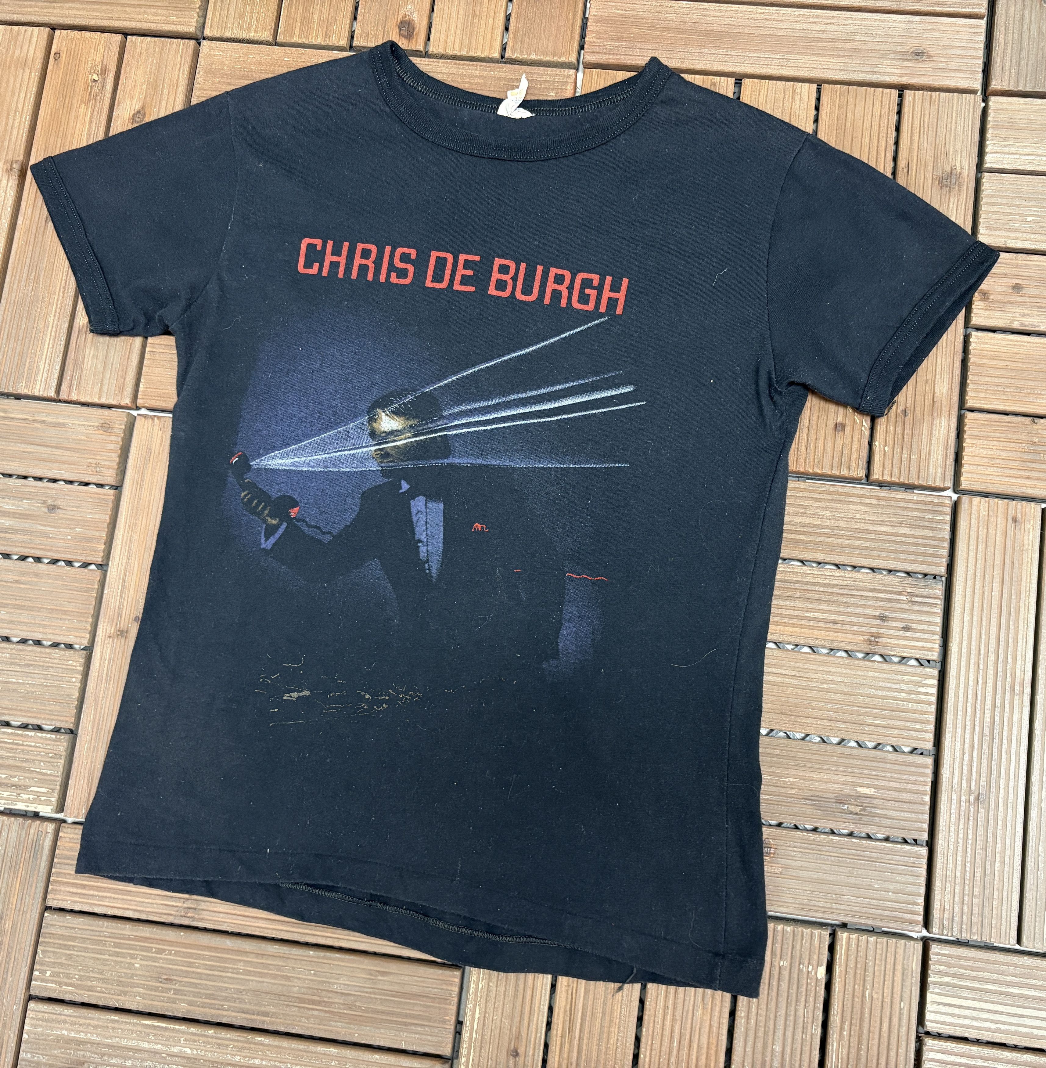 Vintage Chris De Burgh Man On The Line Tour 1984 Vintage Black Tee Size US L / EU 52-54 / 3 - 3 Thumbnail