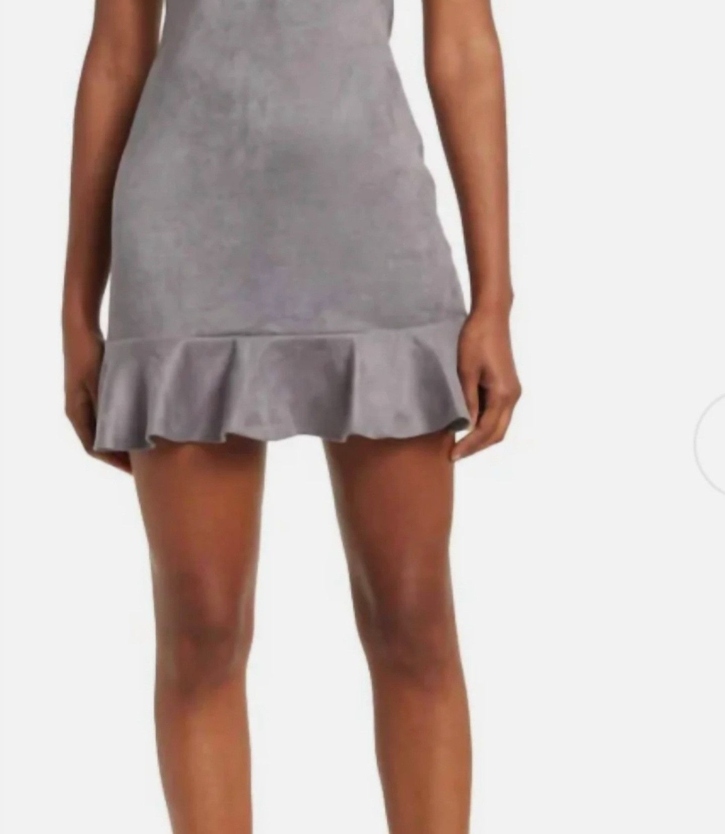 Susana Monaco Susana Monaco String Silver Faux Suede Ruffled Mini Dress Size XL / US 12-14 / IT 48-50 - 10 Thumbnail