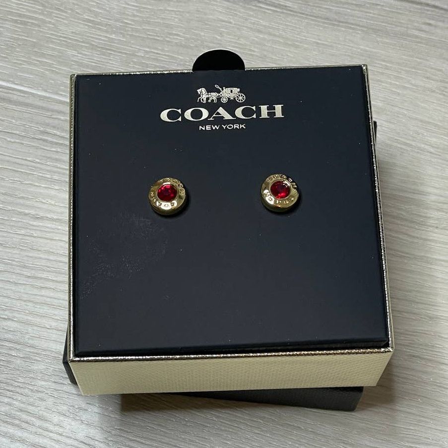 Coach Coach Open Circle Red Stone Strand Earrings Boxed Size ONE SIZE - 3 Thumbnail