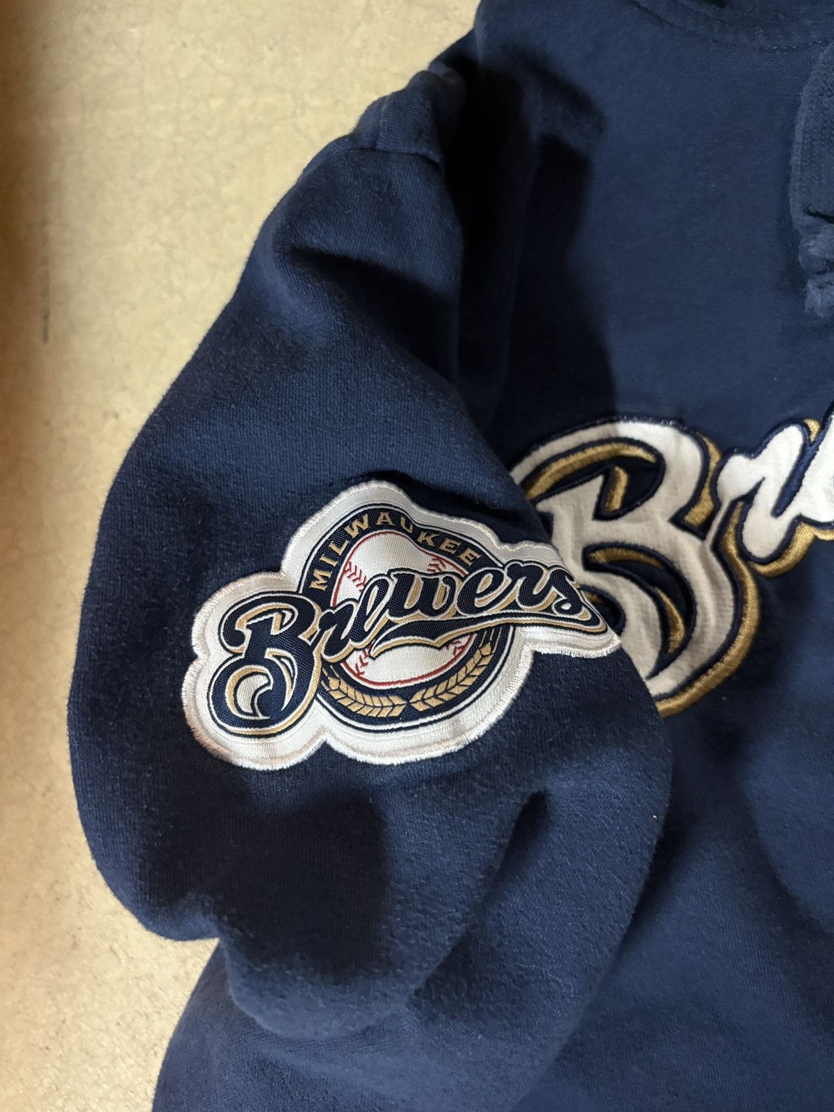 Majestic VTG 00’s Milwaukee Brewers Embroidered Spellout Hoodie Navy Size US M / EU 48-50 / 2 - 4 Thumbnail