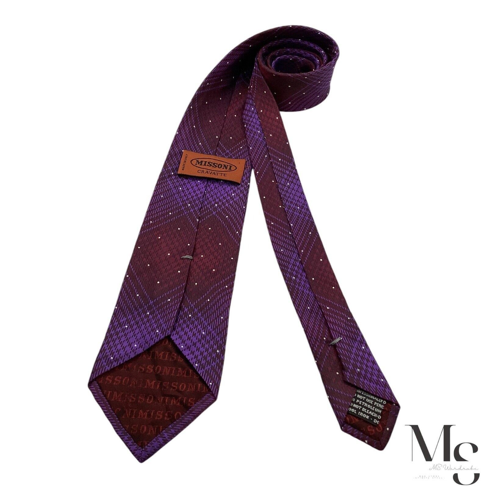 Missoni MISSONI Purple Multi Pattern Luxury Silk Tie Made In Italy W Size ONE SIZE - 2 Thumbnail