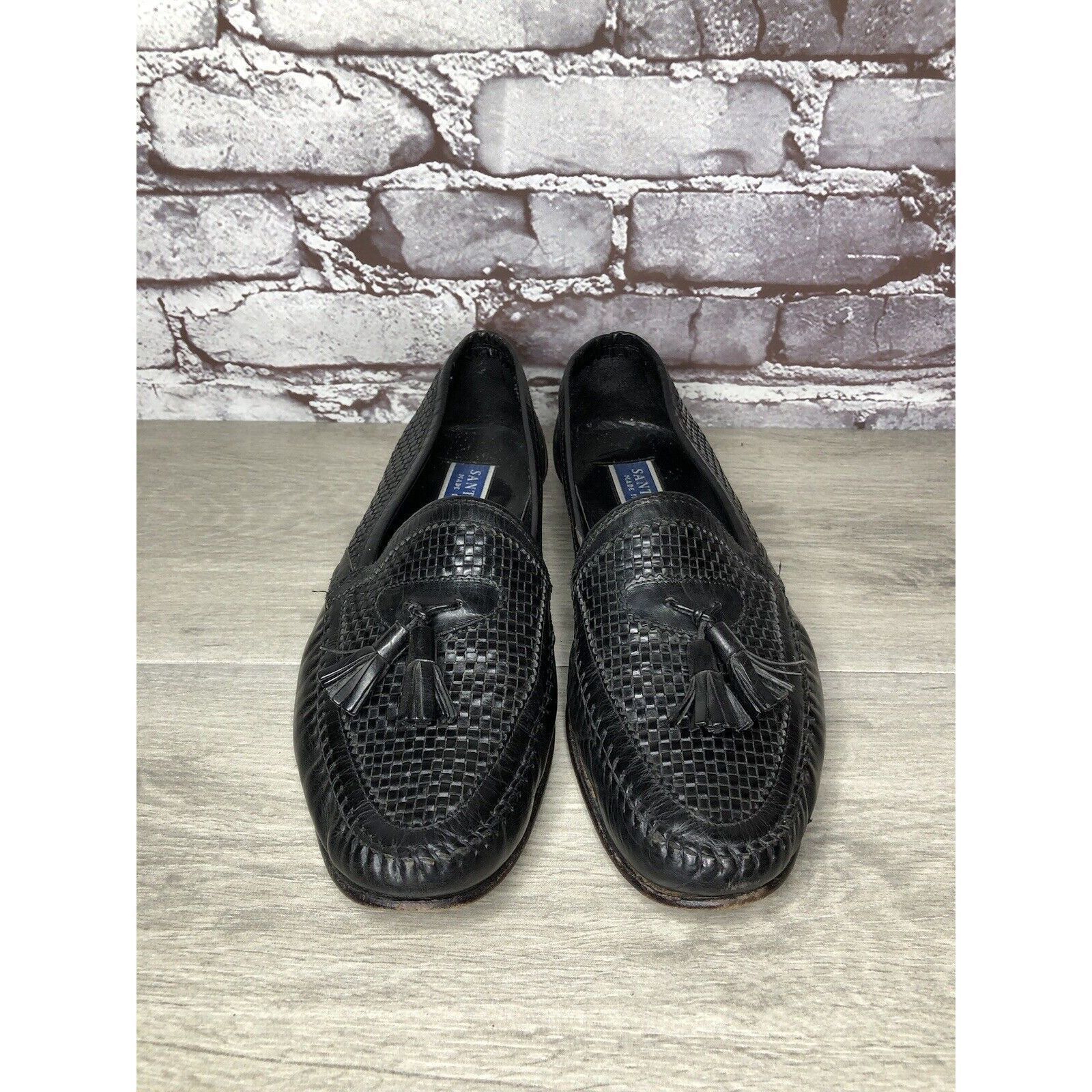 Other Santorini Black Leather BasketWeaves Woven Tassel Loafers Me Size US 9.5 / EU 42-43 - 11 Thumbnail