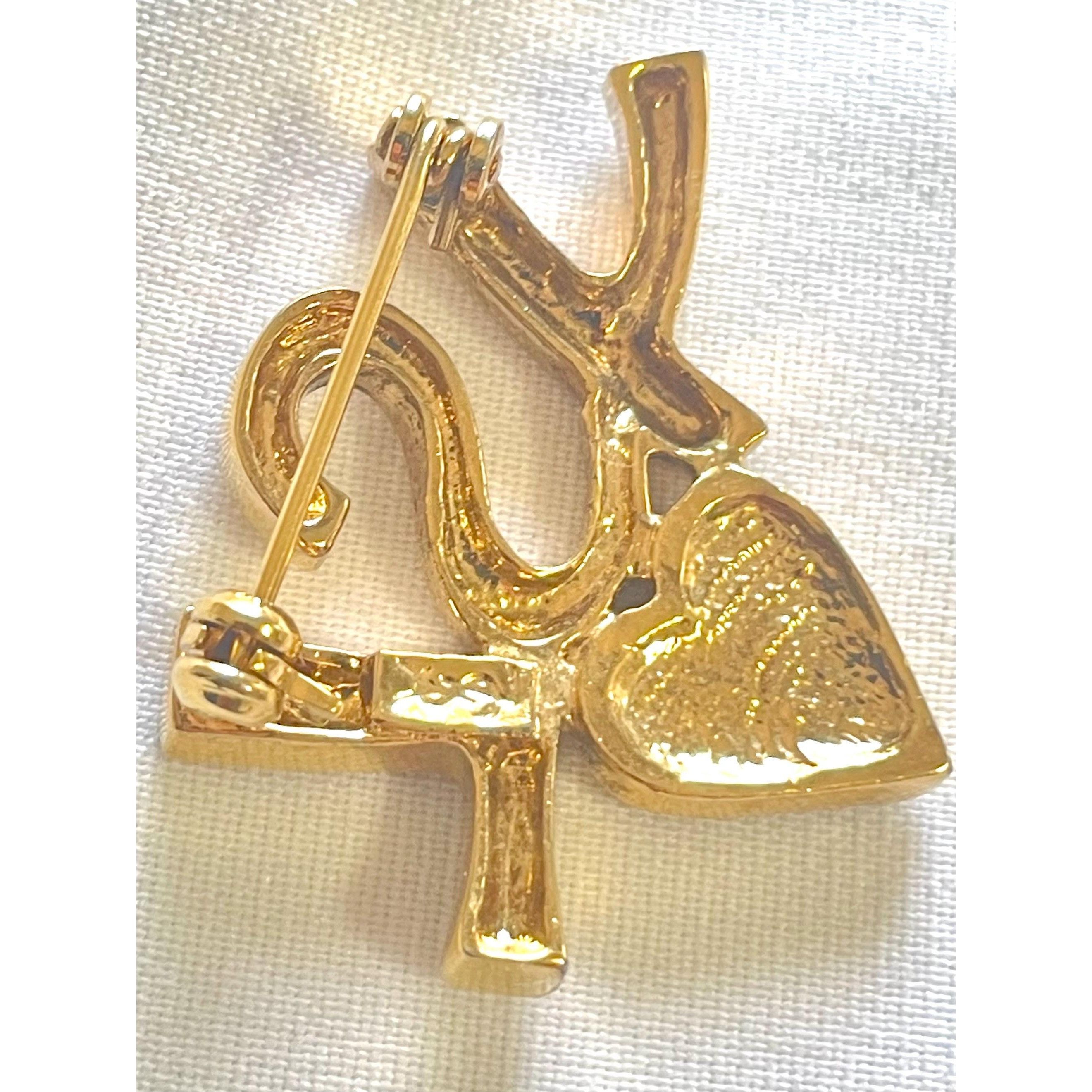 Yves Saint Laurent Vintage Yves Saint Laurent classic YSL logo and heart brooch Size ONE SIZE - 5 Thumbnail