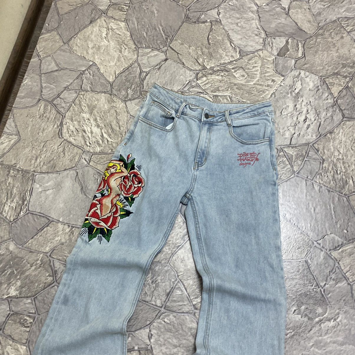 Ed Hardy Vintage Ed Hardy Jeans Y2K Flared Jeans Size 31" - 3 Thumbnail