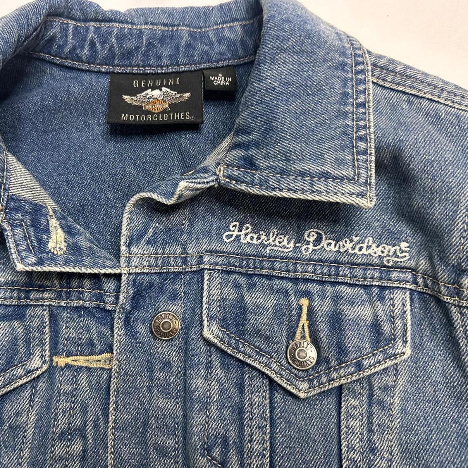 Harley Davidson Harley DavidSon Denim Size S Blue Orange White Embroidered Size S / US 4 / IT 40 - 3 Thumbnail