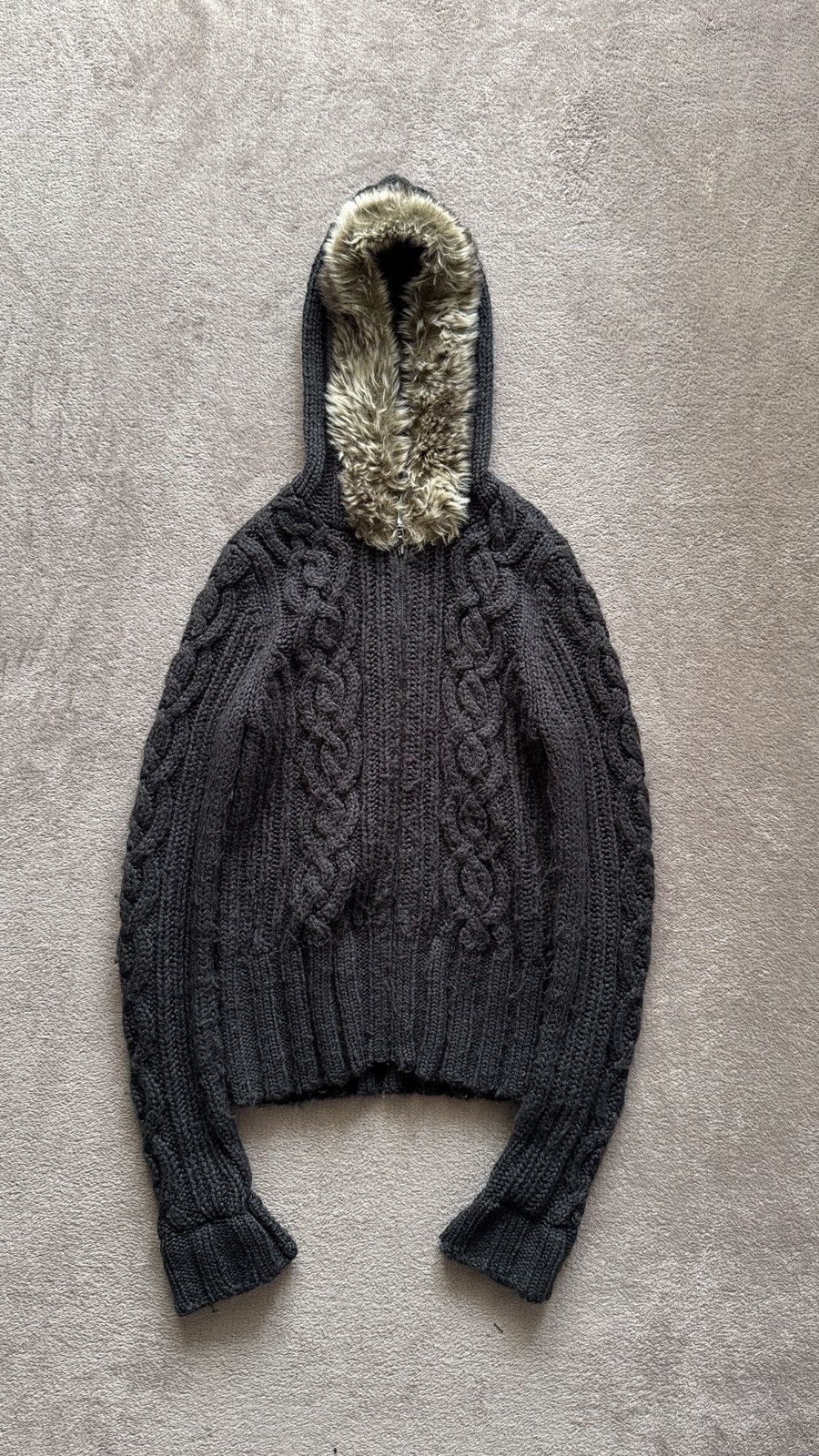 Y2K Faux Fur Knit Zip Hood ifsixwasnine LGB goa styled