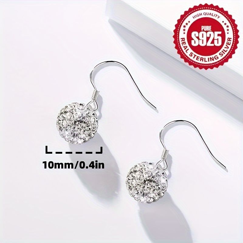 Other NEW Sterling Silver S925 Crystal Ball Drop Earrings For Wome Size ONE SIZE - 1 Thumbnail