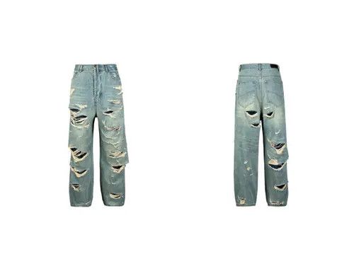 Jean ripped damaged skate hiphop flare baggy jeans Size US 30 / EU 46 - 5 Thumbnail