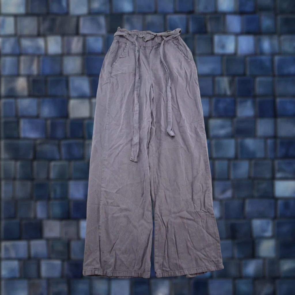 Vintage Thread & Supply Womens Wide-Leg Pants Gray SZ S Paperbag High Rise Elastic Waist Casual Modern 90s Style Womens Size 28" / US 6 / IT 42 - 1 Thumbnail
