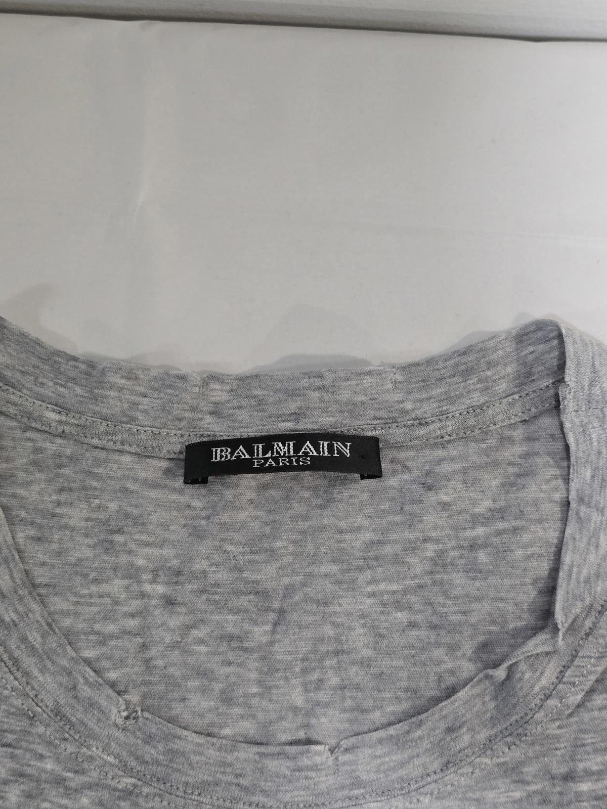 Balmain BALMAIN Paris Grey Distressed Cotton T-Shirt (Size m) Size US M / EU 48-50 / 2 - 3 Thumbnail