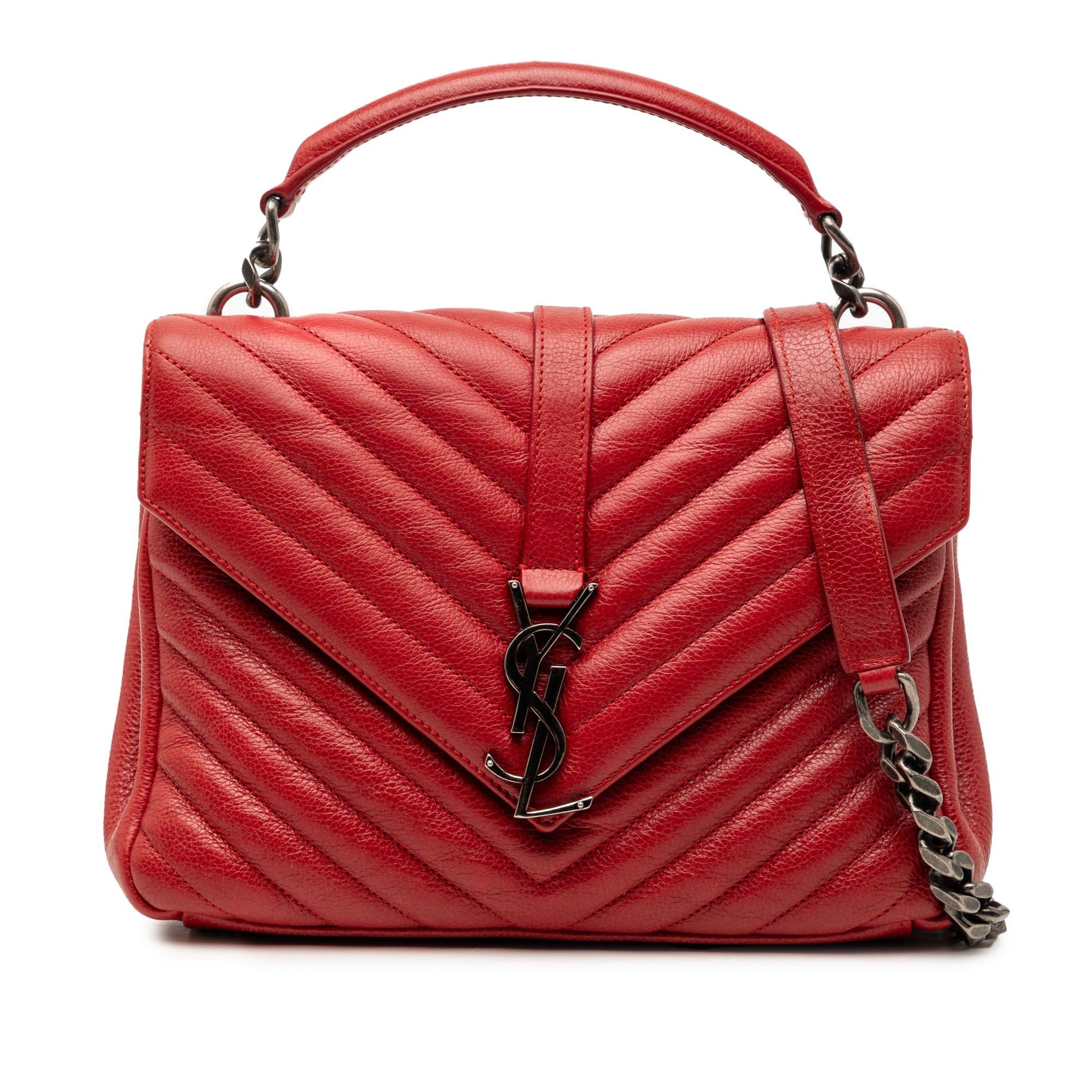 Saint Laurent Paris Medium Chevron Sheepskin Monogram College Satchel Size ONE SIZE - 1 Thumbnail