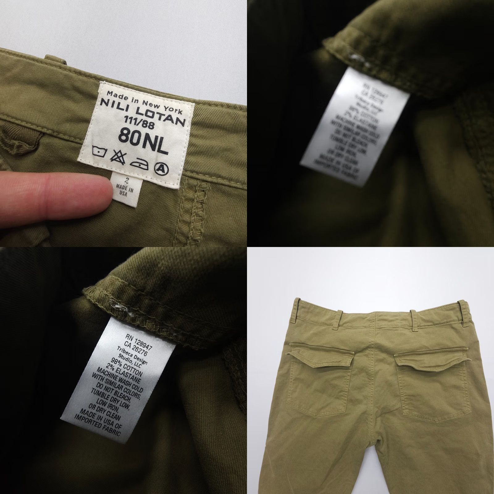 Nili Lotan Nili Lotan Jenna Cropped Pants Military Green Stretch Twill Size 2 Regular Inseam 28 in EUC Size 26" / US 2 / IT 38 - 8 Thumbnail