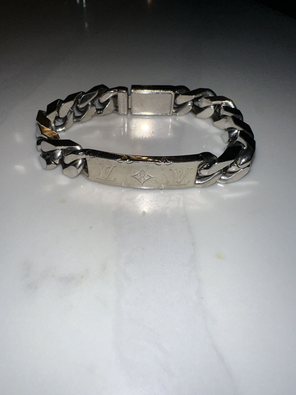 image of Louis Vuitton Chain Bracelet Monogram M62486 in Silver, Men's
