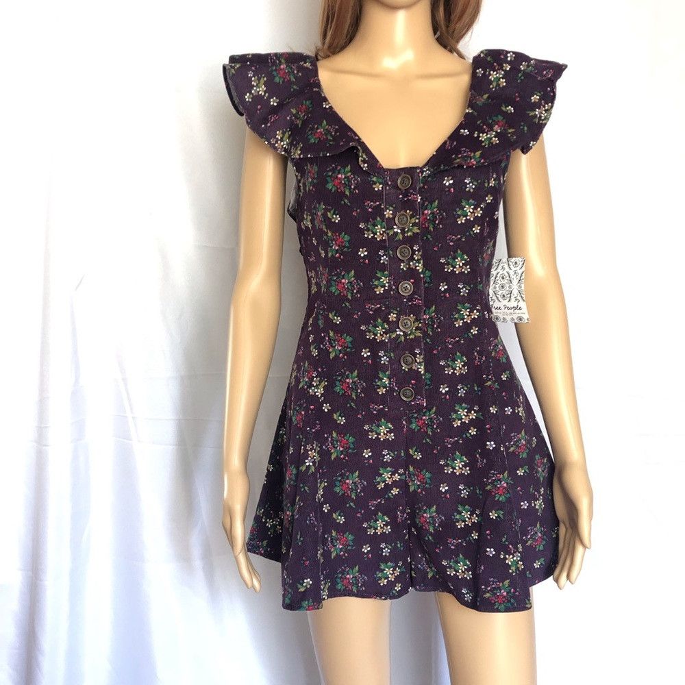 Free People NWT $168 Free People Violet Visions Romper Size XS Size 26" / US 2 / IT 38 - 3 Thumbnail