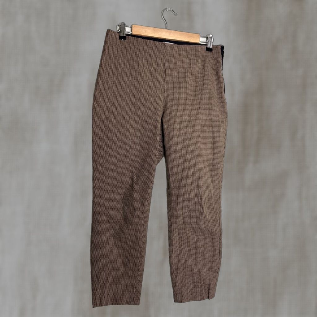 Everlane Everlane Houndstooth Curvy Fit Ankle Cropped Pants Women Size 10 Brown Size 32" / US 10 / IT 46 - 1 Thumbnail