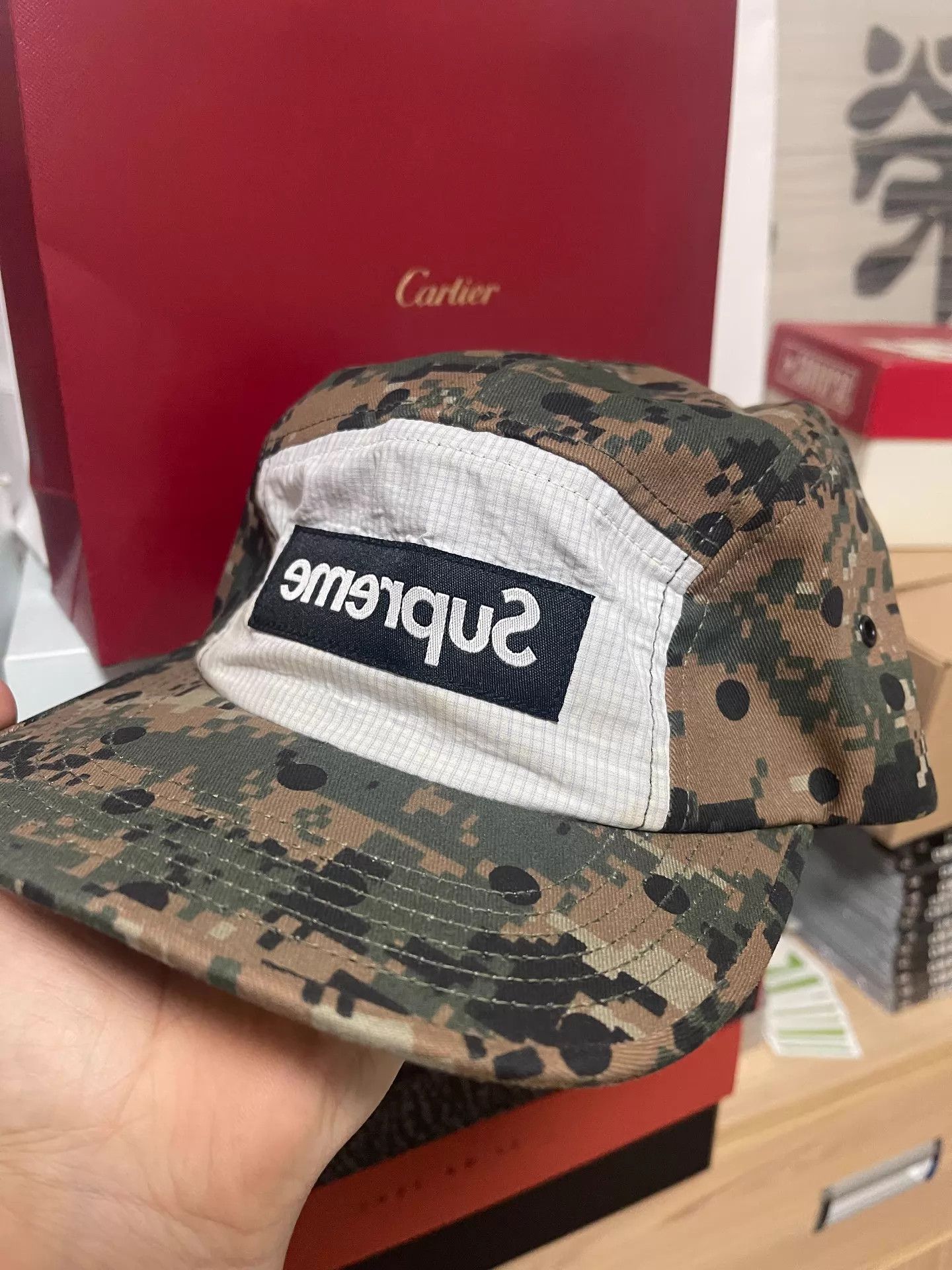 Supreme SUPREME x CDG CAMP CAP White Green Camo Polka Dot Mint Rare Size ONE SIZE - 2 Thumbnail
